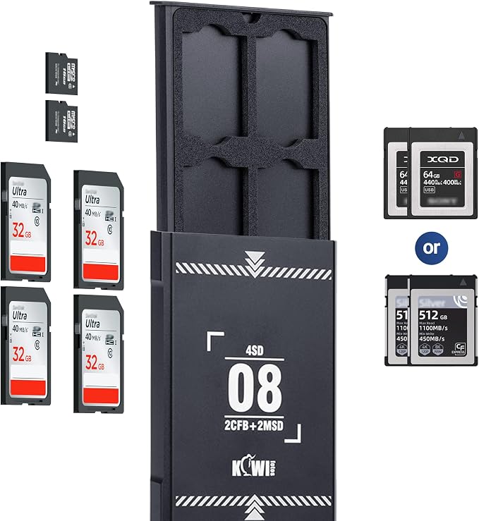 8 Slots Pop-Up Memory Card Holder SD CFexpress Type-B XQD Case | Stores 4 SD, 2 Micro SD, 2 CFexpress Type-B/XQD cards with shockproof EVA foam slots, pop-up push design - Image 6