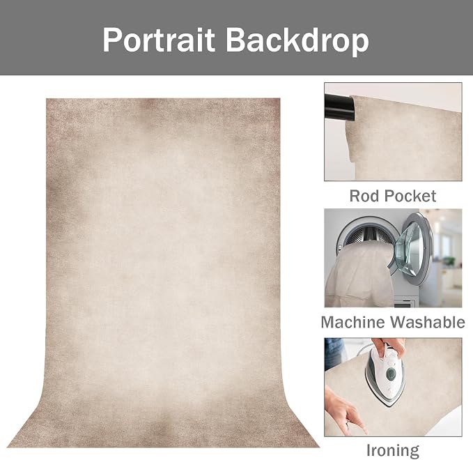 Beige Photography Backdrops for Photoshoot, Abstract Fabric 6x9ft | Vintage Studio Photo Backgrounds, Non Reflective, Easy to Use, for Portrait, Headshot, Product - Image 5
