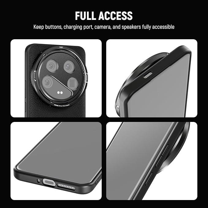 NEEWER 14 Ultra Case, Protective Heavy Duty Case with Wireless Charging, 17mm Lens Mounts & 67mm Filter Adapter, TPU + PC Faux Leather, Compatible with Xiaomi 14 Ultra, PA051 Black - Image 7