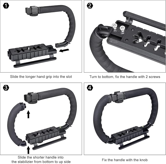 3-Shoe DSLR/Action Camera/Camcorder/Phone Stabilizer Expansion Cage Mount | Moviemaking Holder Rig YouTube Tiktok Vlogging Video Kit Compatible with GoPro Canon Nikon Sony iPhone Android - Image 8