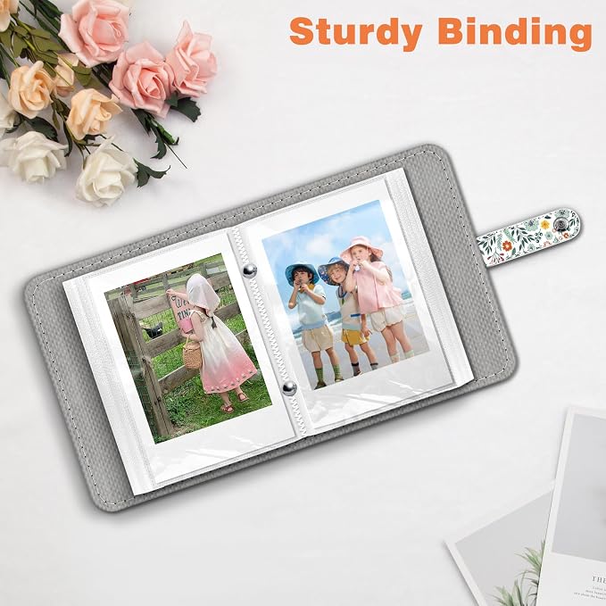 Fintie Mini Photos Album Book for 2x3 Inch Films - 52 Pockets Small Albums | For Fujifilm Instax Mini, Polaroid Hi-Print Pictures, Portable Kpop Photocard Holder, Travel Memory Book, Spring Bloom - Image 5