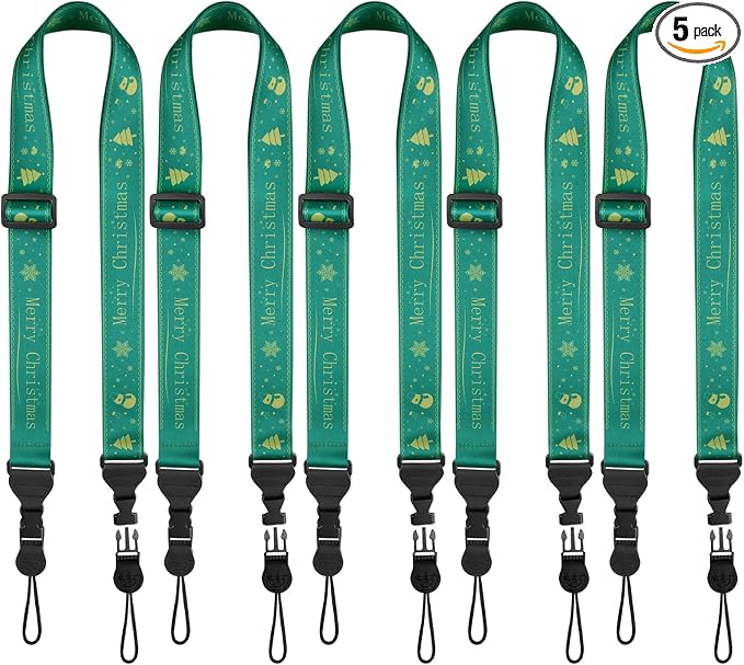 FIEIL 5Pcs Christmas iPad Strap, Adjustable Camera Neck Strap, Comfortable Shoulder Strap for Bags, Cellphone Tablet, Camera, Binocular, An Excellent Christmas Gift Choice -Green by FIEIL