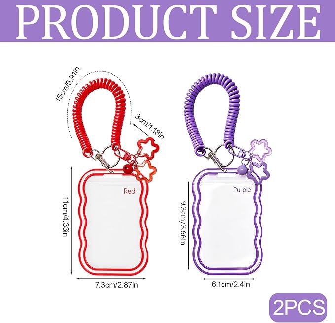 2 Pack Cute Photocard Holder Keychain,Kpop Photo Card Holder | Creative Photo Protector Keychain Accessories for Bus Card, Daily Display & Travel Decorations Gifts - Image 2