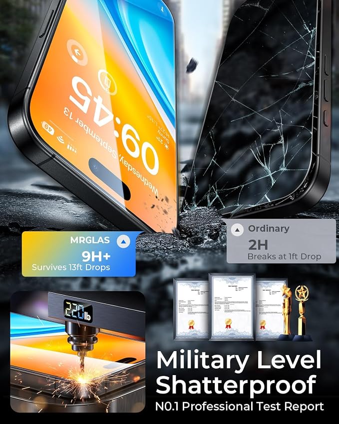 UNBREAK TOP 9H+ Glass 2+2 Packs for iPhone 16 Pro Max Screen Protector | [with Camera Lens Protector][Zero Bubble, Auto-Dust Removal][10X Military Protection] Tempered Glass 6.9'' Full Edge Coverage - Image 3