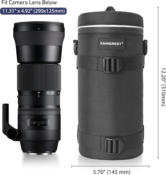 Camera Lens Case Lens Bag Compatible (5.51" x 14.56"(Nylon, Black)) - Image 2