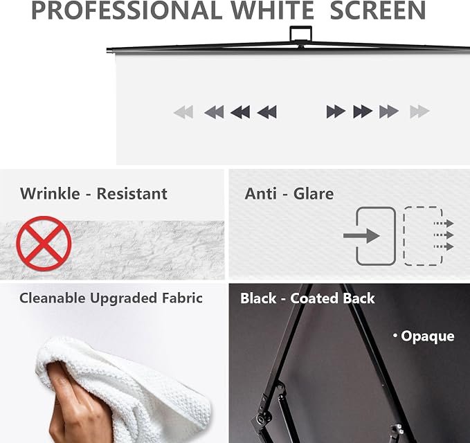 【Easy Set Up】 RAUBAY 59.8 x 82.7in Collapsible White Backdrop Screen | Portable Retractable Panel Photo Background with Stand for Video Conference, Photographic Studio, Streaming - Image 3