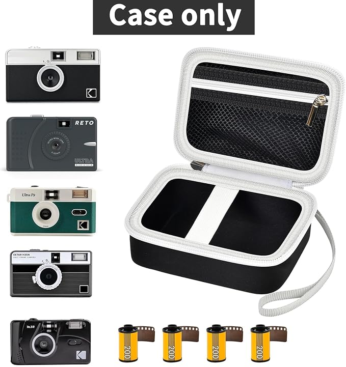 Digital Camera Case Compatible with KODAK EKTAR H35 H35N Half Frame Film Camera, Storage Holder Organizer for Kodak Ultra F9 M35 M38 Paper Shoot kamera, 35mm Film Rolls (Box Only) - Black | Camera and 35mm Film Rolls Storage, Mesh Pocket for Small Acce... - Image 2