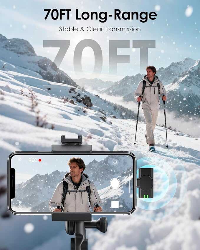 Wireless Lavalier Microphone for iPhone iPad Android Phone, Round Mini Mics | 360° Rotatable Clip, Clear Indicator Light, 30 H Battery Life, Ideal for Video Recording YouTube TikTok Content Creators - Image 5