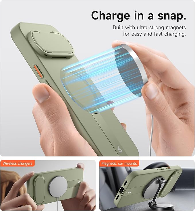 SURITCH for Google Pixel 11 Pro XL Phone Case, Compatible with MagSafe, Protective Cover with Camera Cover & Adjustable Metal Kickstand for Pixel 11 Pro XL 2026 -Sage Green - Image 3