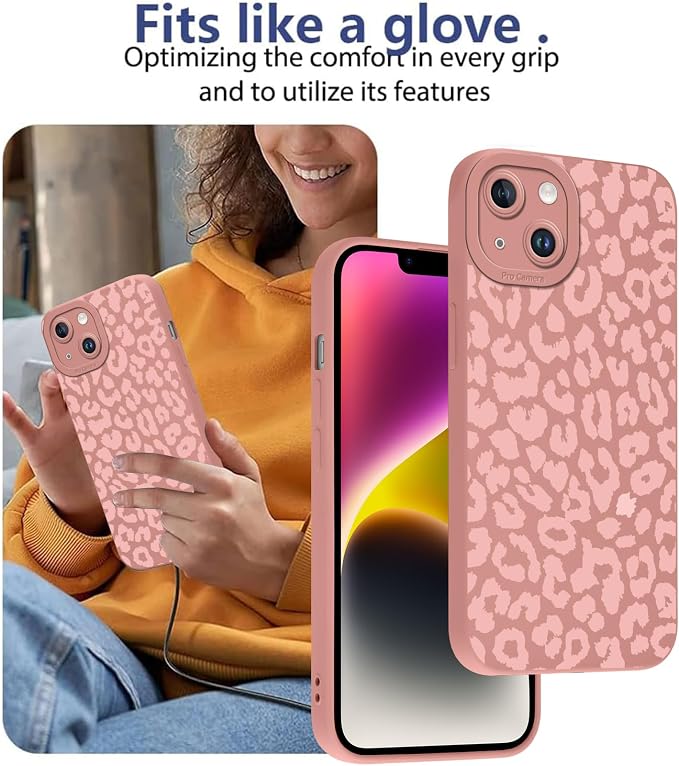 Cute Pink Cheetah Print Phone Case for iPhone 14 Plus 6.7" | Aesthetic Leopard Pattern Design Cover Full Camera Lens Protective Shockproof Soft Slim TPU Funda for Women Girls - Image 7