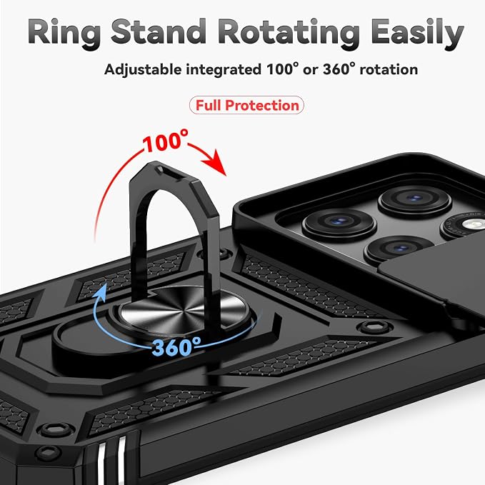 SunStory Compatible with Motorola Moto Edge 2026 Case with HD Screen Protector & Slide Camera Cover & Rotated Ring Kickstand, [Military-Grade] Phone Case for Moto Edge 2026,Black - Image 4