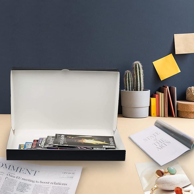 Lineco Clamshell Archival Storage Box, 11.5x17.5x1.75 Inch, Black | Acid-Free with Metal Edge Boxboard, Organize and Store Photos Documents Cards Negatives Magazine Prints Family Records DIY - Image 4