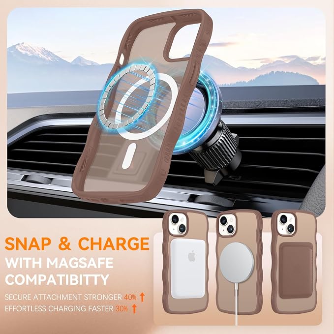 BENTOBEN Magnetic for iPhone 15 Plus/14 Plus Case,Cute Wavy Frame [Compatible with MagSafe] Translucent Matte Women Girls Men Cute Shockproof Phone Cover for iPhone 14 Plus/15 Plus,Desert Titanium - Image 2