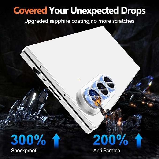 for Samsung Galaxy Z Fold 8 Ultra Camera Lens Protector, Individual Metal Ring Tempered Glass Lens Cover, [Strong Adsorption] Scratch Resistant Ultra-Thin HD Clear Lens Cover, 1 Set-Blue Diamond - Image 5