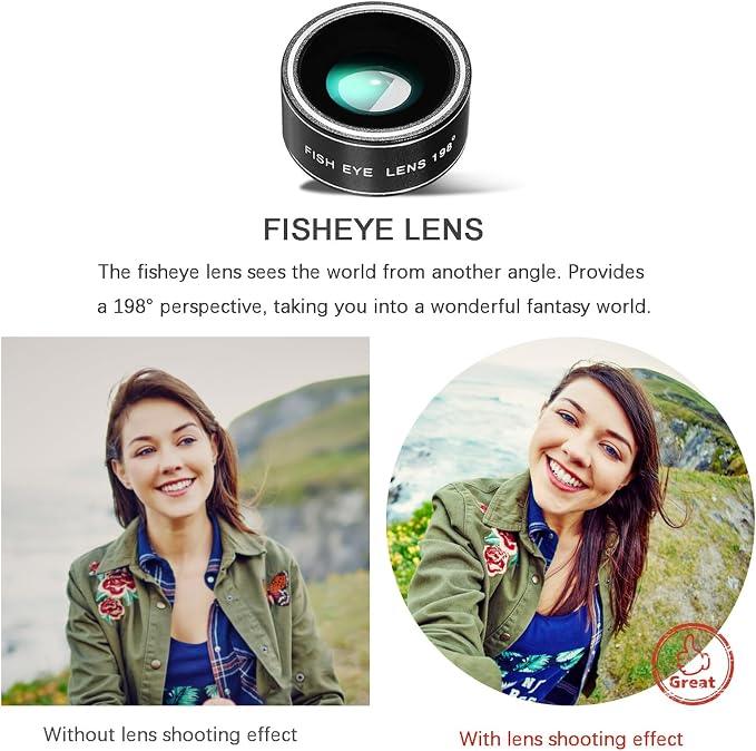 Phone telephoto lens28X, | 0.6X Wide Field of View, 20X Macro Exploration, 198 ° fisheye Creativity, Compatible with Mainstream Smartphones (Black) - Image 6