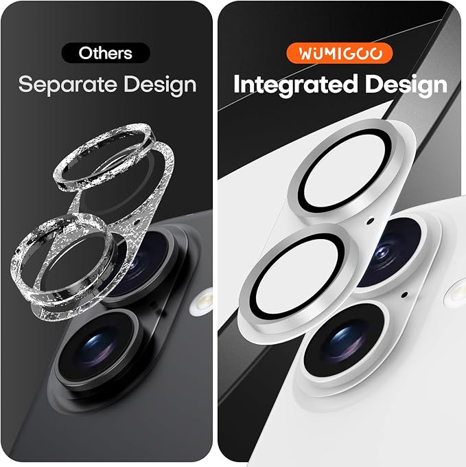 for iPhone 16/16 Plus/iPhone 17 Camera Lens Protector- White | Aluminum Alloy, Tempered Glass Camera Cover, Nano Reinforced Adhesive, Accessories, Anti-Drop, Anti-Scratch, Case Friendly - Image 2