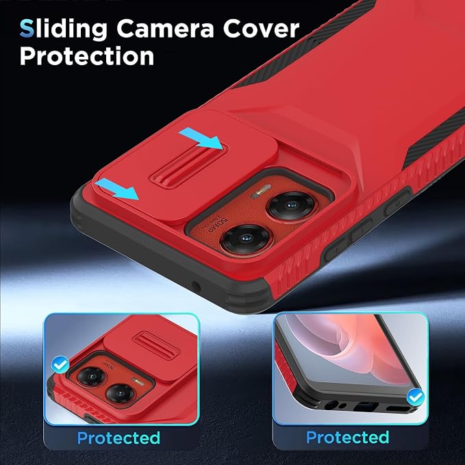 for Motorola G Stylus 5G 2024 Case with 1 HD Screen Protector & Slide Camera Cover [Military-Grade] Phone Case Heavy Duty Rugged Shockproof Protective Cover for Moto G Stylus 5G 2024(Red) - Image 4