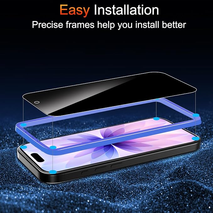 TZGZT Privacy Screen Protector for iPhone 17, Tempered Glass, Case Friendly | 3 Pack, 9H+ Military Grade Shatterproof, Anti-Scratch, HD, Easy Installation, Bubble Free, Dynamic Island Compatible - Image 4