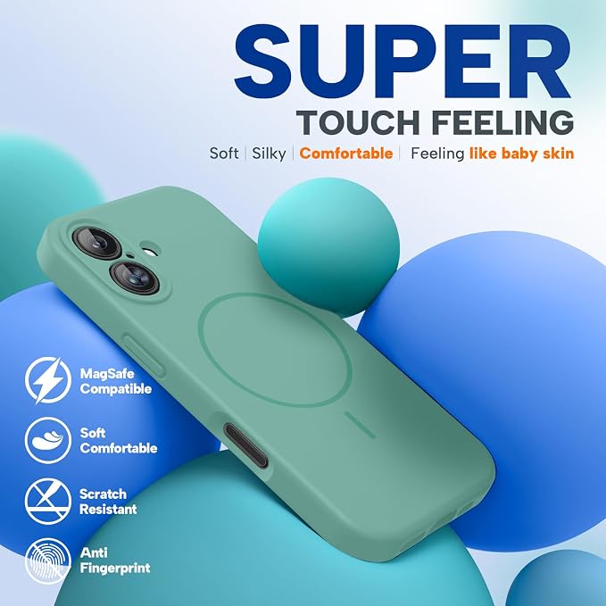 miracase Magnetic for iPhone 16 Plus Case, [Soft Anti-Scratch Microfiber Lining], Compatible with MagSafe, Liquid Silicone Shockproof Drop Protection Phone Case for 16 Plus,Midnight Green - Image 7
