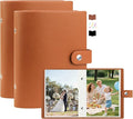 2 Pack Small Photo Albums 5x7 Pictures, 104 Photos Total, Brown | Leather Cover, Buckle Design, Acid-Free Pages, Top-Loading Pockets, Compact Carry, Photos Postcards & Artwork by Xfveiwoo