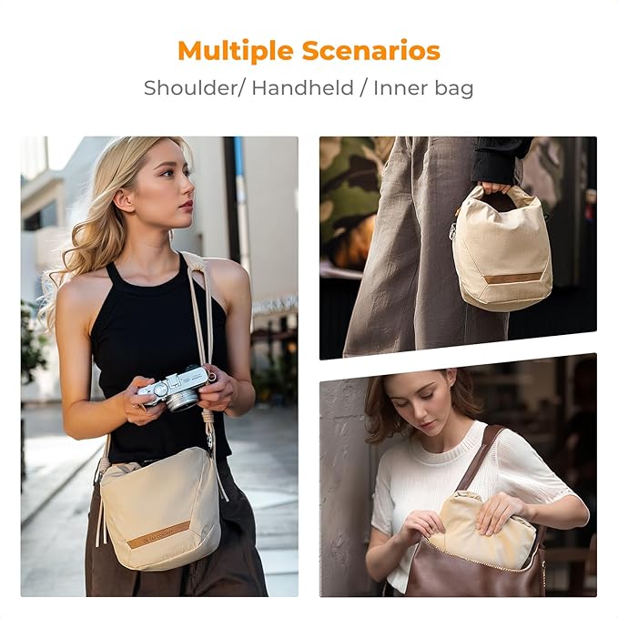 K&F CONCEPT Camera Sling Bag Small Compact Case | Cute Soft Camera Pouch, Handbag, for Urban Street Photography, BS05 - Image 3