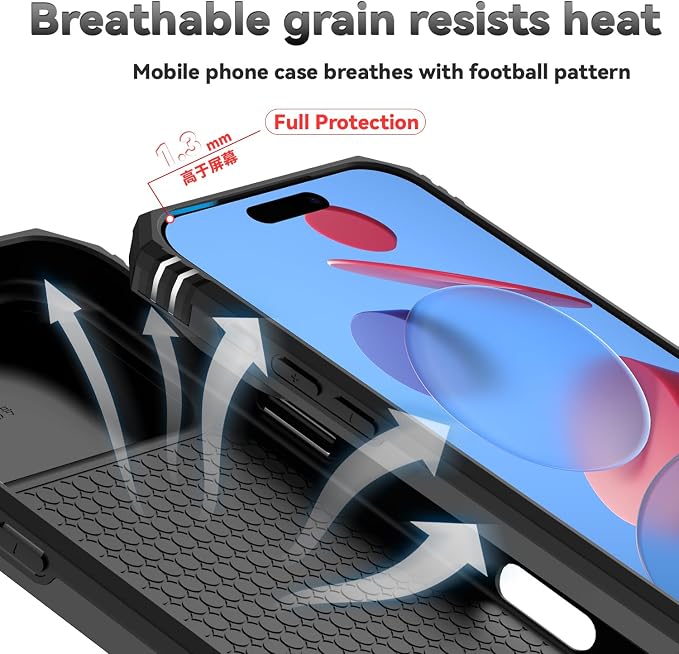 SunStory Phone Case for iPhone 17 Pro Max Case with HD Screen Protector & Slide Camera Cover & Rotated Ring Kickstand, [Military-Grade] Phone Case for iPhone 17 Pro Max, Black - Image 7
