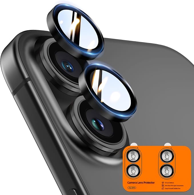 TOCOL Camera Lens Protector for iPhone 17 Tempered Glass HD Individual Scratch Resistant Camera Cover Accessories Case Friendly 2 Pack（Black） by TOCOL