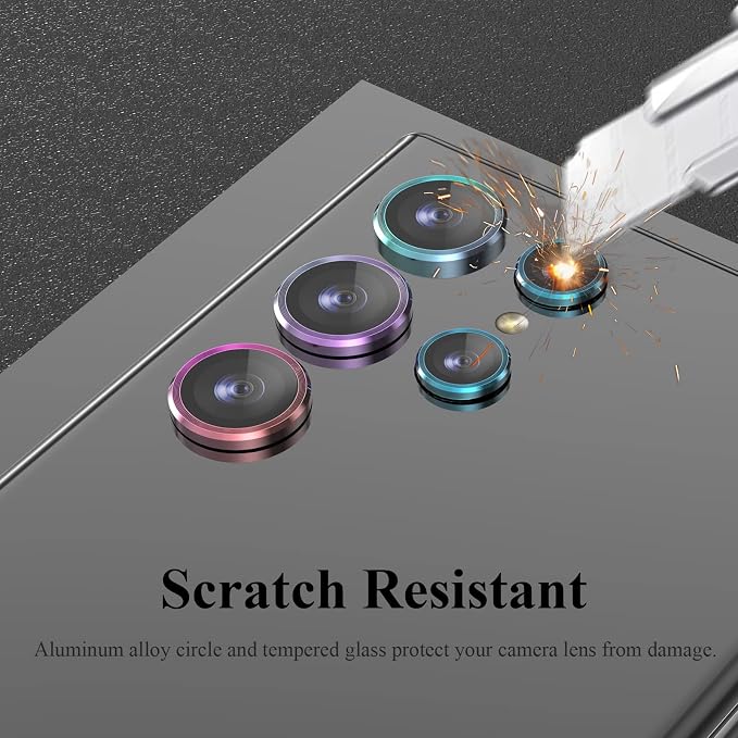 [3+2PCS] YWXYW for Samsung Galaxy S22 Ultra Camera Lens Protector, Aluminum Alloy Tempered Glass, [Installation Frame] with Camera Screen Protector for S22 Ultra 5G (Multi-Coloured) - Image 4