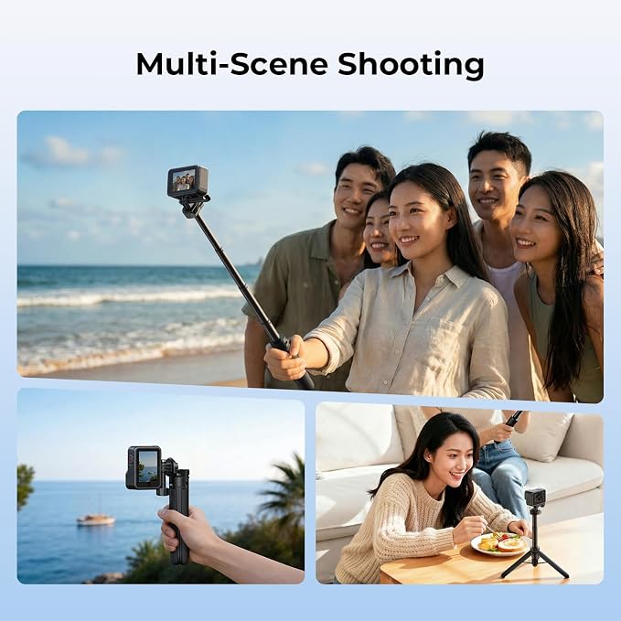 SmallRig 7.1-20.5in Selfie Stick Tripod, Switch Horizontal Vertical Mode | Extendable Stick for DJI Osmo Nano Action 6/5 Pro/4/3, for GoPro Hero 13/12/11/10/9, for Insta360 X5/4/3/Ace Pro 2 - 5725 - Image 8