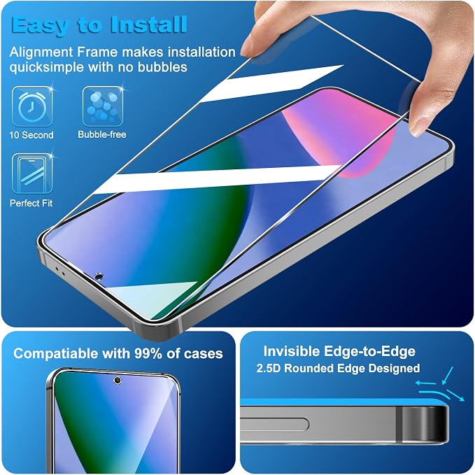 letosan 3 Pack for Google Pixel 11 Pro XL Screen Protector Tempered Glass + 3 Pack Camera Lens Protector, Military Grade Shatterproof, 9H Hardness, Fingerprint Unlock,Case Friendly 6.8 Inch - Image 5