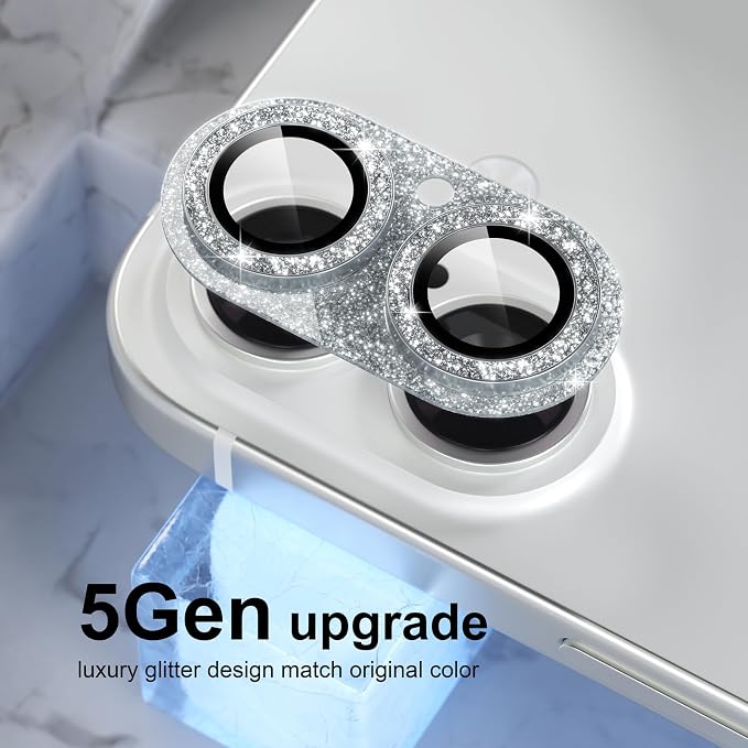 Choiche for iPhone 17 Camera Lens Protector, Glitter-Silver | Bling Metal Camera Cover with 9H Tempered Glass Lens Screen Protector Accessories, Strong Adsorption, Case-Friendly - Image 7