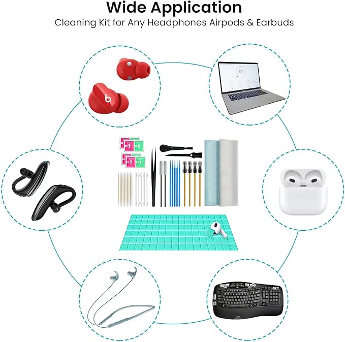 MUIIGOOD Airpods Cleaner Kit 221 Pcs Earbud Cleaning Putty Remove Ear Wax Phone Cleaning kit Cleaner Pen Brush Microfiber Cloth for Airpods Pro/1/2/3 Charging Case Headphones Camera Hearing Aids - Image 7