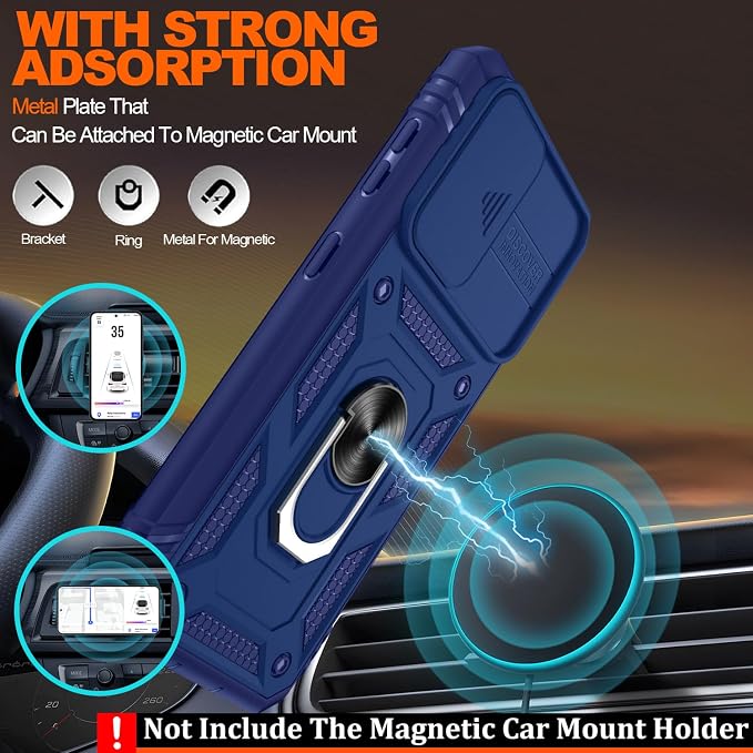 Gritup for Galaxy S21 Phone Case Military-Grade Shockproof with Kickstand | with 2 PCS Screen Protector, Slide Camera Cover, Heavy Duty Outdoor Protection Full Body Funda para Galaxy S 21 Cover-Blue - Image 7