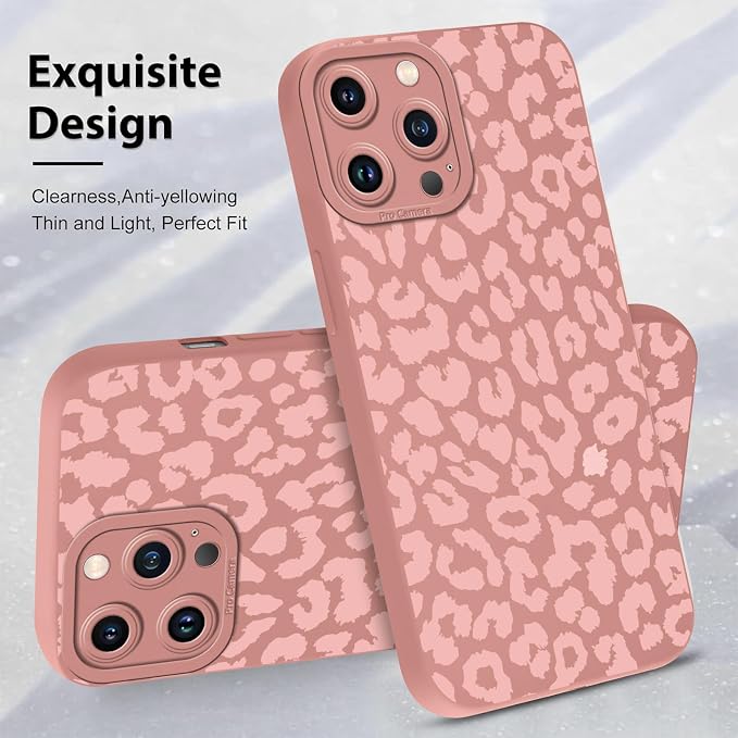 Cute Pink Cheetah Print Phone Case for iPhone 13 Pro Max 6.7" | Aesthetic Leopard Pattern Design Cover Full Camera Lens Protective Shockproof Soft Slim TPU Funda for Women Girls - Image 4