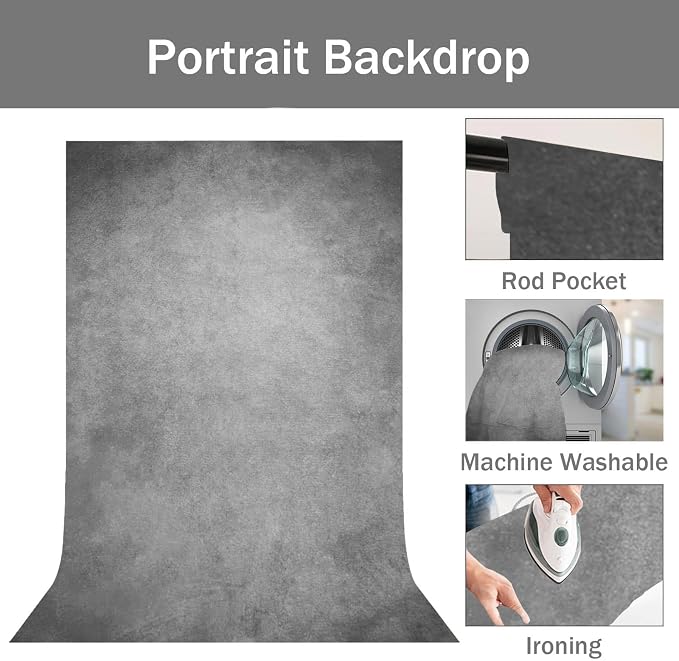 Grey Photography Backdrops for Photoshoot, Abstract Fabric 3x5ft | Vintage Studio Photo Backgrounds, Non Reflective, Easy to Use, for Portrait, Headshot, Product - Image 5