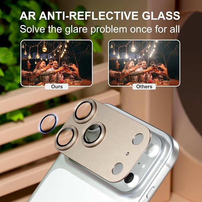 for iPhone 17 Pro Max Camera Lens Protector, Gray | [Military Grade Shatterproof] [Strong Adsorption] [Case Friendly] Matte Metal Tempered Glass Camera Screen Cover Accessories - Image 3