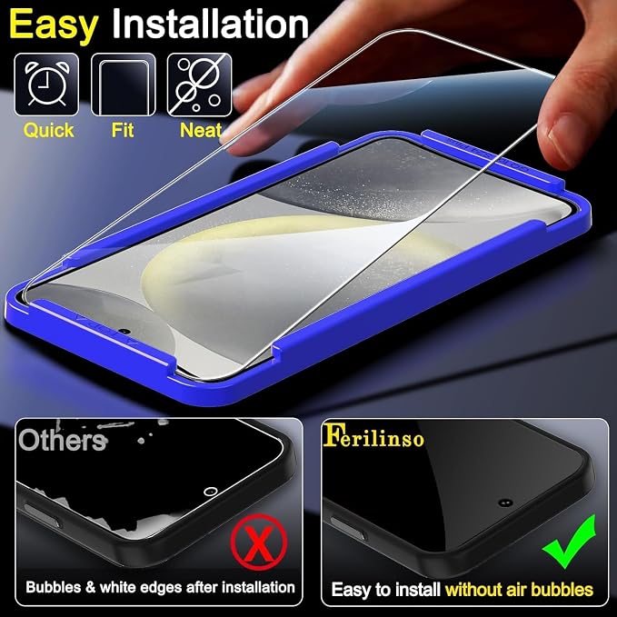 Ferilinso 3 Pack Privacy Screen Protector for Samsung Galaxy S24 Plus | 9H+ Tempered Glass, Military-Grade Shatterproof, HD, Case Friendly, Easy Installation Bubble Free, with Camera Lens Protector - Image 3