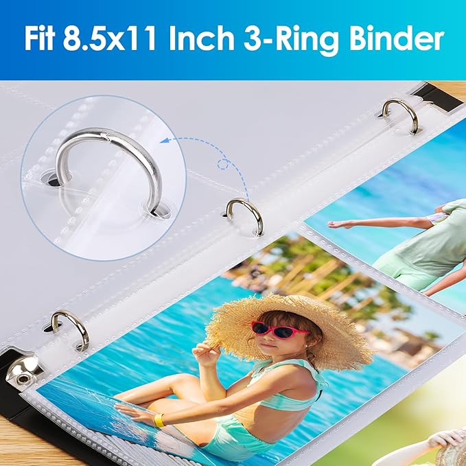 MaxGear 120 Pack 4x6 Photo Sleeves for 3 Ring Binder (720 Picture),3 Pocket | Heavy-Duty Archival Page Protectors, Clear Photo Album Refill Pages, Plastic Postcard Sleeves, Recipe Card Binder Inserts - Image 7