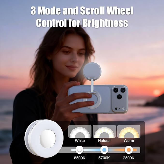 Magnetic Selfie Light, Phone Light Compatible with iPhone Magsafe | CRI97 360° LED Selfie Ring Fill Folding Light with Mirror for Selfies/Photography/TikTok/Zoom Calls/Video Conference - Image 4