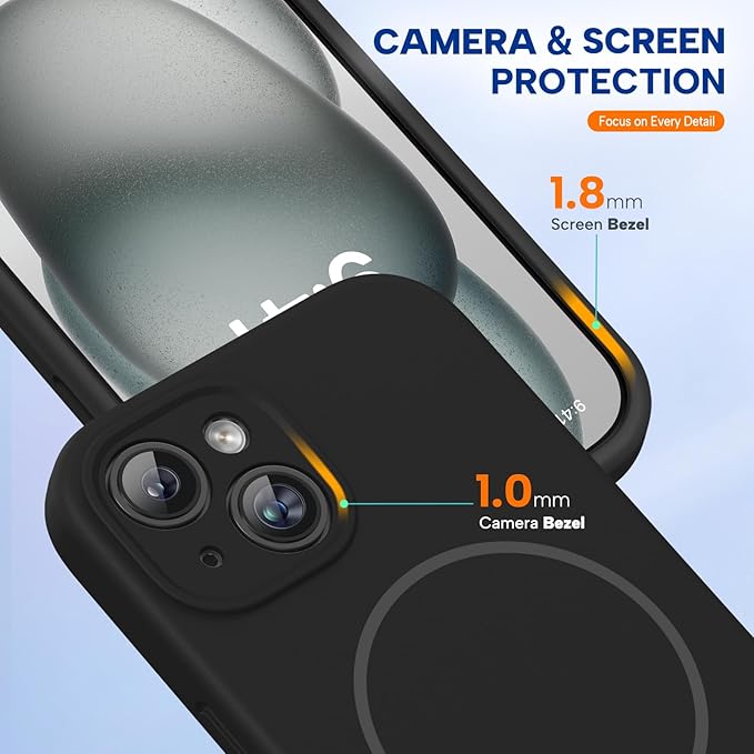 Miracase Silicone & Magnetic for iPhone 15 Case, Dark Black | Compatible with MagSafe, Soft Microfiber Lining, Premium Silicone Cover Shockproof Drop Protection Phone Case for 15 - Image 2