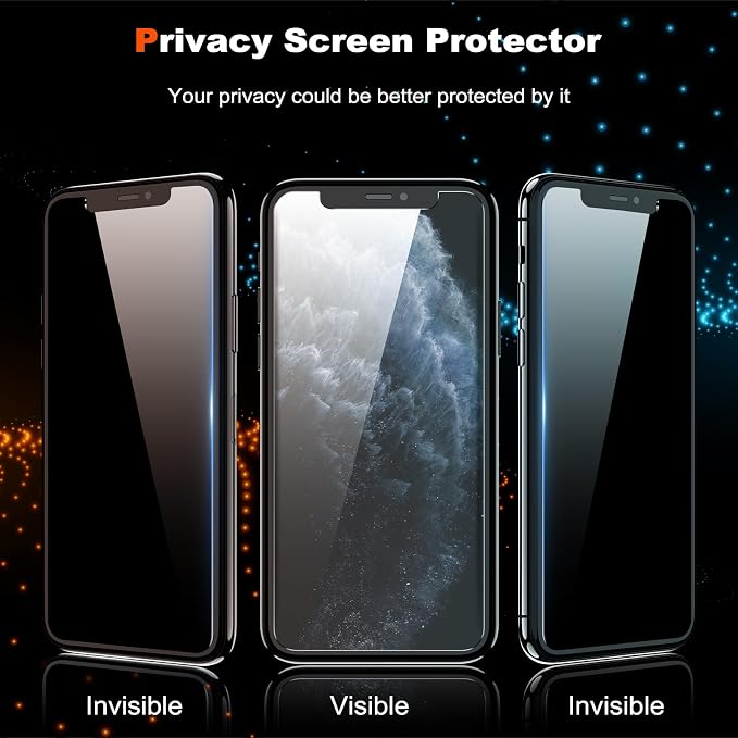 YMHML 2 Pack Compatible for iPhone 11 Pro Max/Xs Max Privacy Screen Protector Tempered Glass, Anti Spy Privacy Screen for iPhone Accessories, Case Friendly Private Film - Image 2