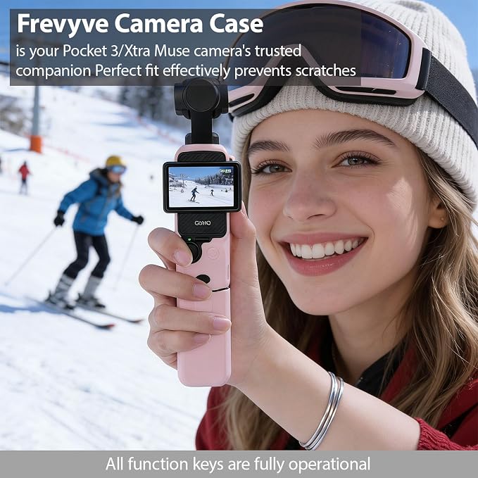 Case for DJI Osmo Pocket 3/Xtra Muse Camera, Soft Silicone Protective Case, Slim Fit Skin with mic Cover and Screen Protector Accessories for Osmo Pocket 3/Xtra Muse,Anti-Scratch (Pink) - Image 2