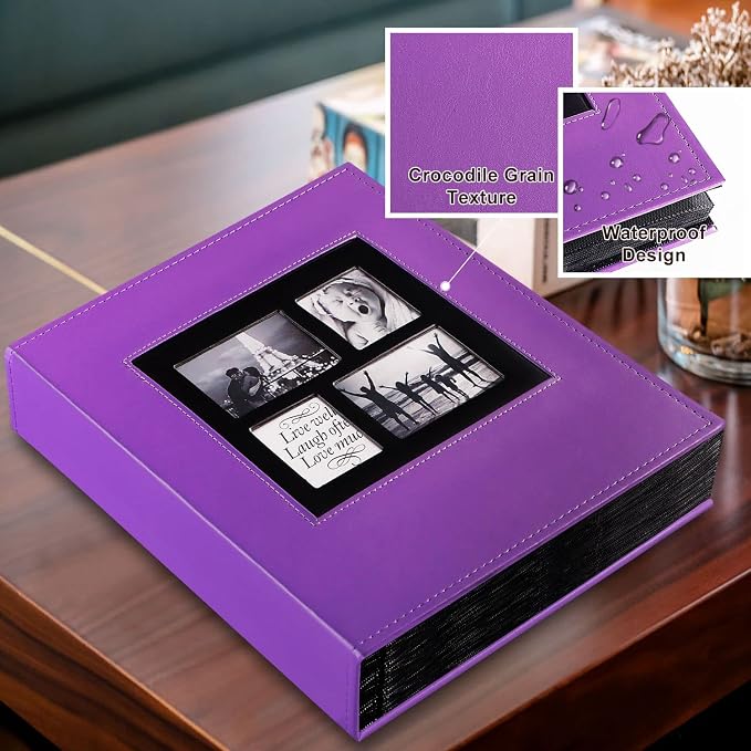 Ywlake Photo Album 4x6 1000 Pockets Photos, Extra Large Capacity Family Wedding Picture Albums Holds 1000 Horizontal and Vertical Photos Purple - Image 3