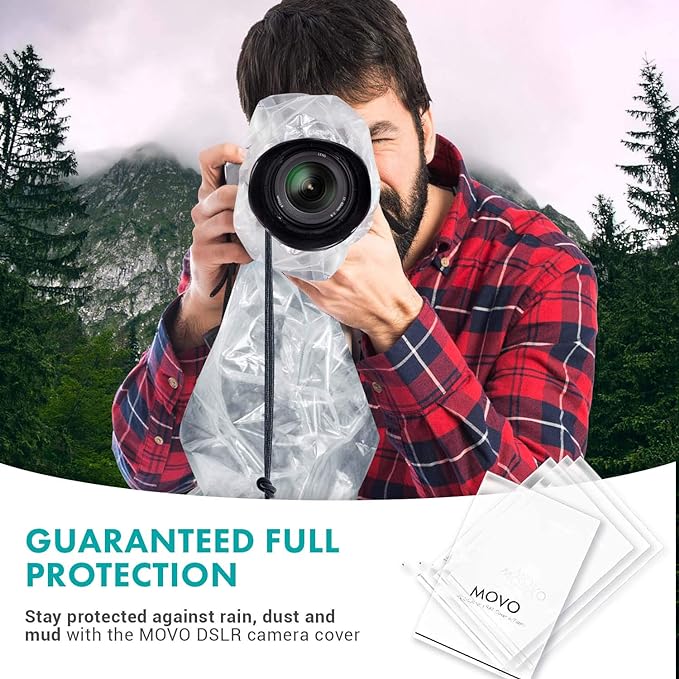 Movo (5 Pack) RC1 Clear Rain Cover for DSLR Camera and Lens up to 18" Long - Image 5