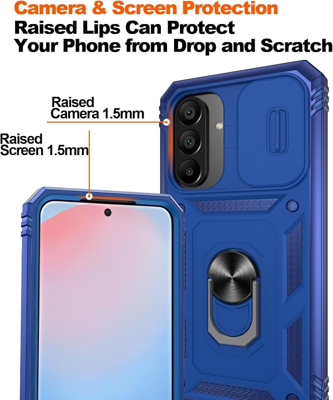 Gritup for Samsung A56-5G Case: Samsung Galaxy A56 Case with Screen Protector*2 | Magnetic Stand & Slide Camera Cover, Shock Proof Military-Grade para Galaxy-A 56 Cover, Blue - Image 4