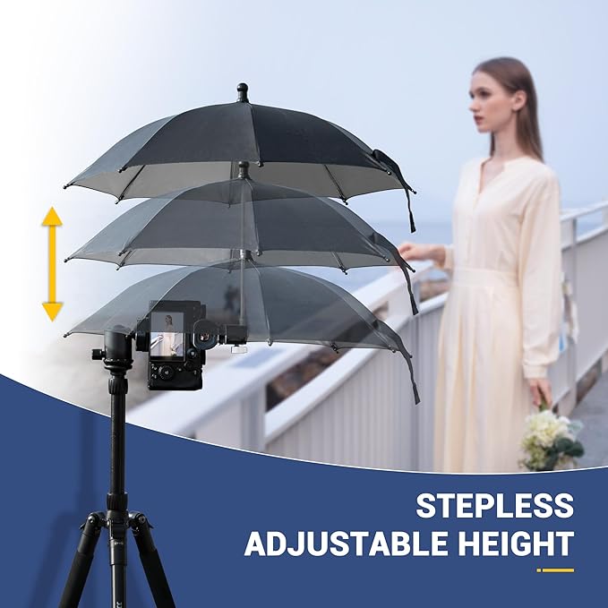 Upgrade Camera Hot Shoe Umbrella Sunshade with 3 Level Height Adjustable | with Extra Cold Shoe Mount,360°Adjustable,Rain Cover Protector Sunshade for Canon Sony Nikon Fuji DSLR & Mirrorless Cameras - Image 3