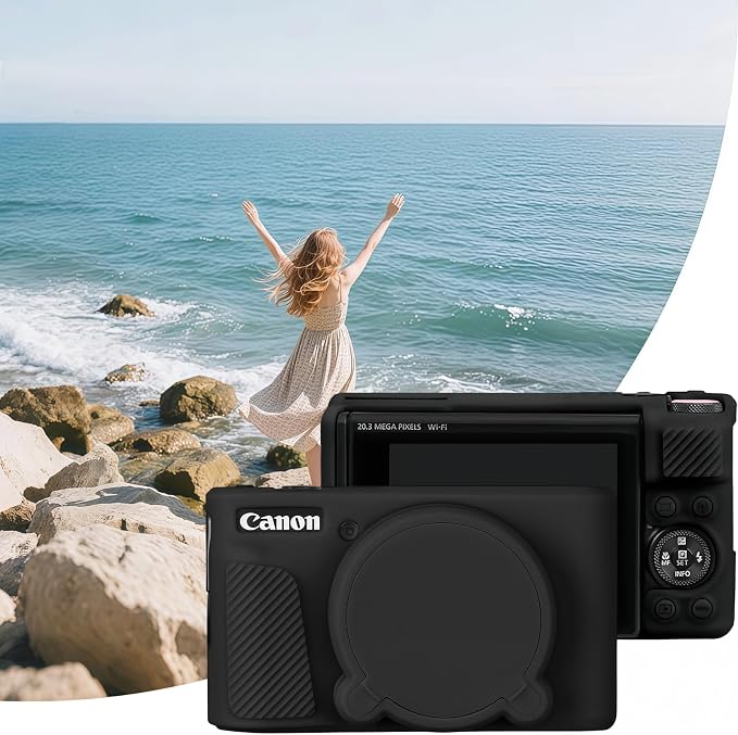 Camera Case for Canon PowerShot SX740/ SX730 Digital Camera, SX740 HS Case | Soft Silicone Protective Case Removable Lens Cover, Comes with 2 Screen Protectors and 1 Wrist Strap. (Black) - Image 6