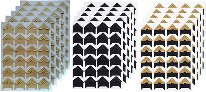 360 Count Self-Adhesive Acid Free Photo Corners for Scrapbooks Memory Books (Gold-Black-Kraft) by Pulaisen