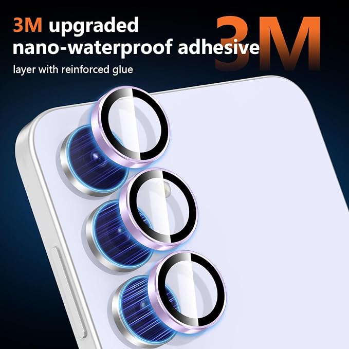 for Samsung Galaxy S25 FE Camera Lens Protector, Individual Metal Ring Tempered Glass Lens Cover, [Strong Adsorption] Scratch Resistant Ultra-Thin HD Clear Lens Cover, 1 Set-Purple Ring - Image 4