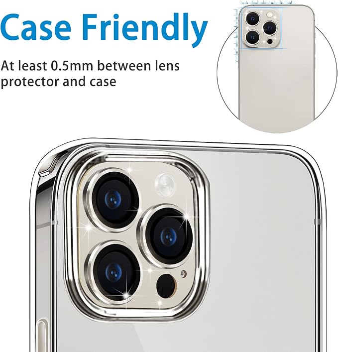 for iPhone 15 Pro and iPhone 15 Pro Max Camera Lens Protector, Anti-Scratch Tempered Glass Len Screen Protector Full Protective Camera Cover Case Friendly Lens Cover - Natural Titanium - Image 6